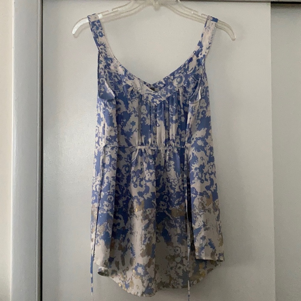 Ecote blue, off white, and gold toned tank top